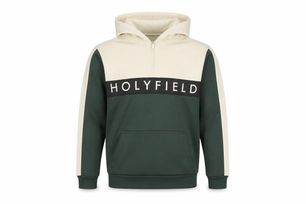 Holyfield Boys Green & Cream Pullover Hoodie Size 10-12 Years Colourblock