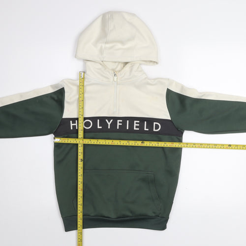 Holyfield Boys Green & Cream Pullover Hoodie Size 10-12 Years Colourblock