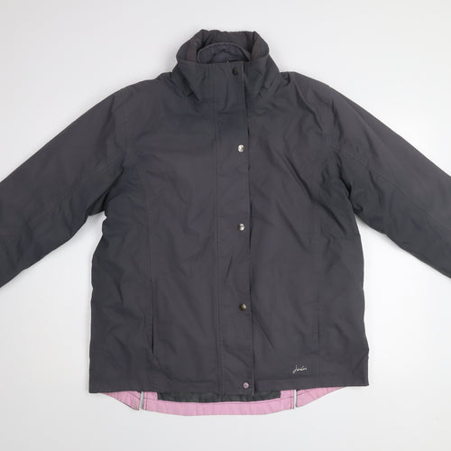 Joules Womens Grey Waterproof Mid-Length Rain Coat Jacket UK 14