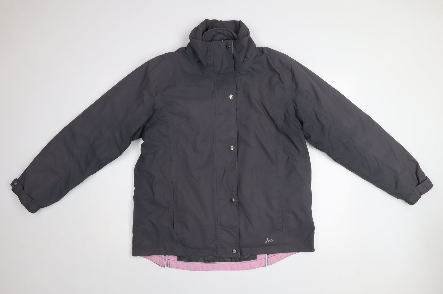 Joules Womens Grey Waterproof Mid-Length Rain Coat Jacket UK 14