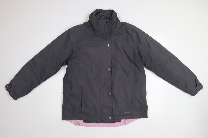 Joules Womens Grey Waterproof Mid-Length Rain Coat Jacket UK 14