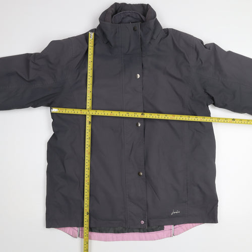 Joules Womens Grey Waterproof Mid-Length Rain Coat Jacket UK 14