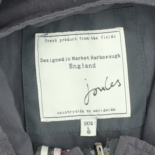 Joules Womens Grey Waterproof Mid-Length Rain Coat Jacket UK 14