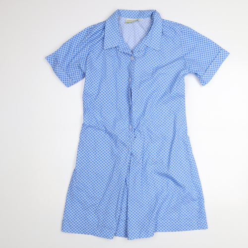 Denby Dale Women's Blue Geometric Cotton Shirt Dress Size 10