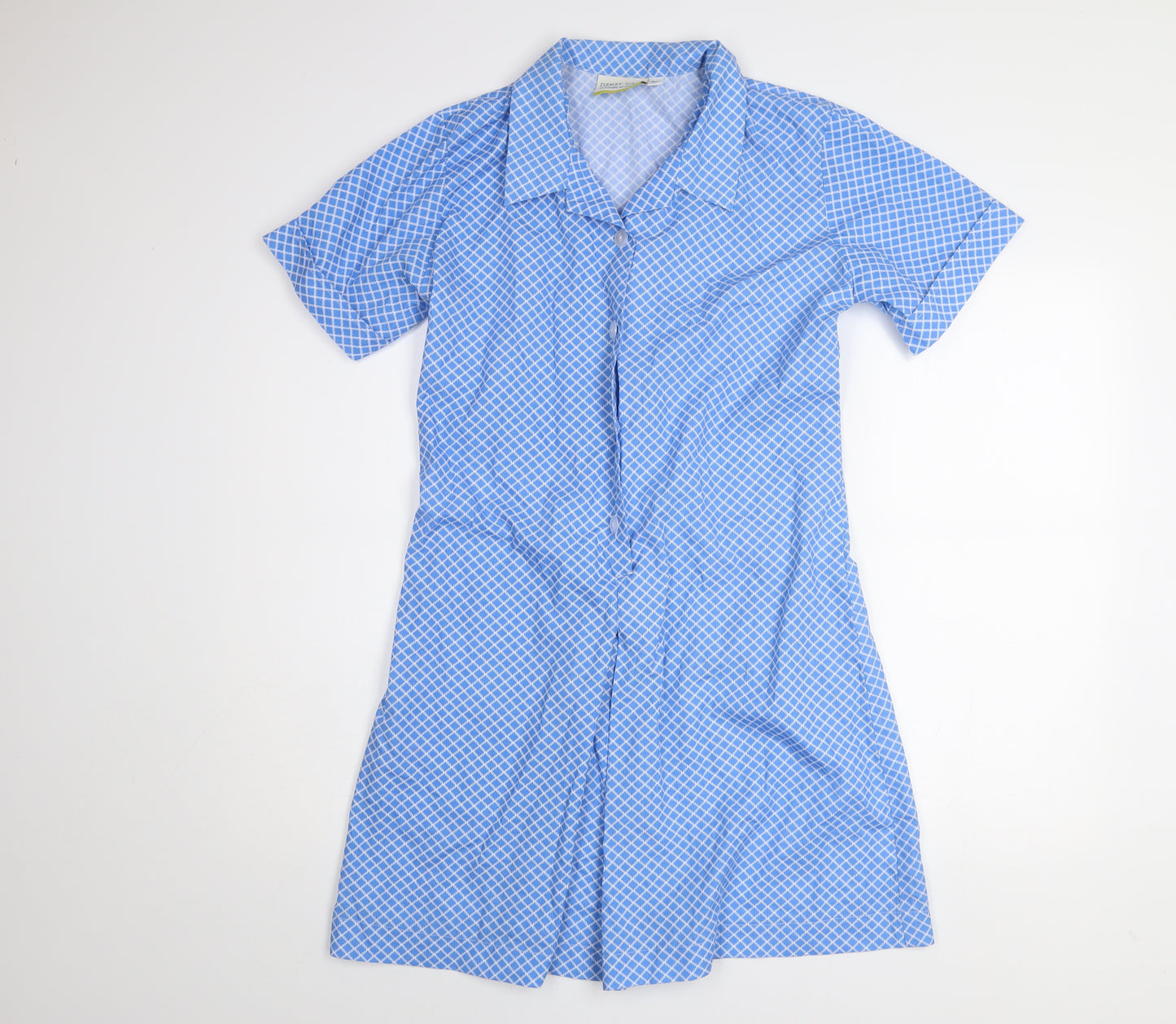 Denby Dale Women's Blue Geometric Cotton Shirt Dress Size 10