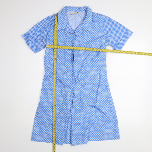 Denby Dale Women's Blue Geometric Cotton Shirt Dress Size 10