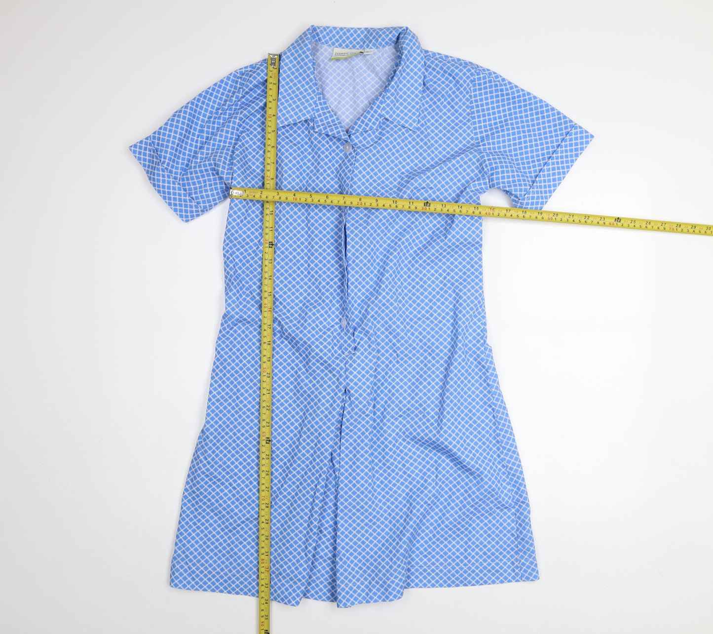 Denby Dale Women's Blue Geometric Cotton Shirt Dress Size 10