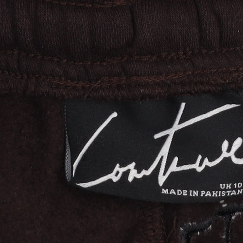 Couture Womens Brown Jogger Fleece Activewear Trousers Size 10