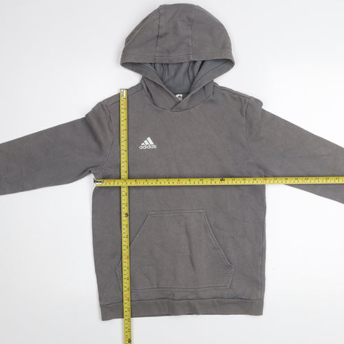 Adidas Boys Grey Pullover Hoodie 12 Years Cotton Blend Logo Casual