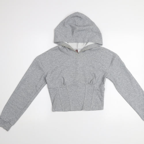 By Swan Women’s Grey Pullover Cropped Hoodie Size S