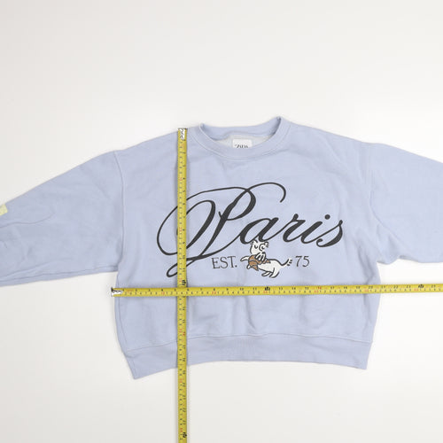 Zara Girls Blue Paris Graphic Print Pullover Sweatshirt 13-14 Years