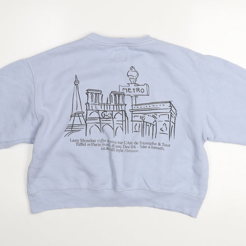 Zara Girls Blue Paris Graphic Print Pullover Sweatshirt 13-14 Years