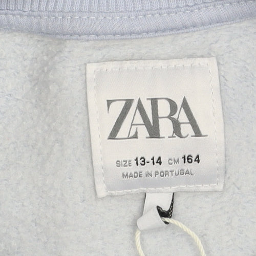 Zara Girls Blue Paris Graphic Print Pullover Sweatshirt 13-14 Years