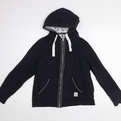 Maine New England Women Black Full Zip Hoodie Size 12 Cotton Lined