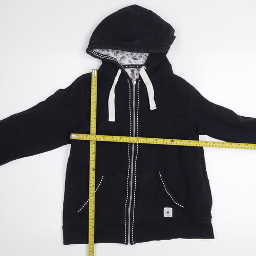 Maine New England Women Black Full Zip Hoodie Size 12 Cotton Lined