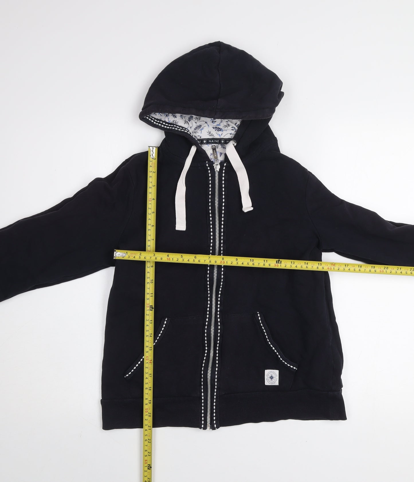 Maine New England Women Black Full Zip Hoodie Size 12 Cotton Lined
