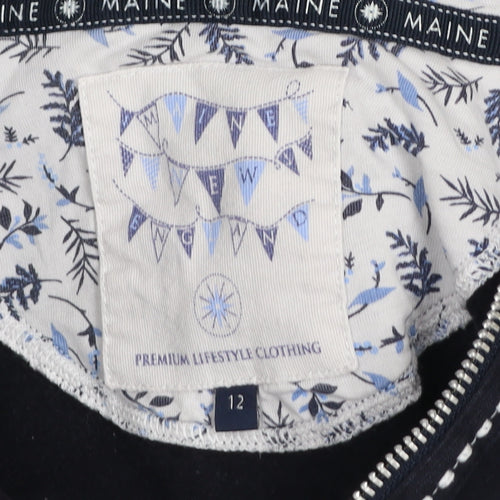 Maine New England Women Black Full Zip Hoodie Size 12 Cotton Lined