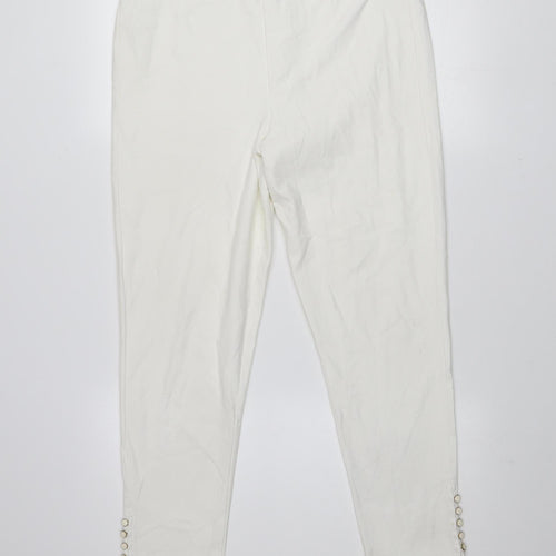 FFU Women’s Ivory Slim Trousers 3XL High Rise Elastic Waist Button Detail