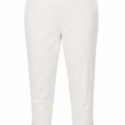 FFU Women’s Ivory Slim Trousers 3XL High Rise Elastic Waist Button Detail