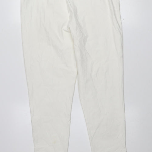FFU Women’s Ivory Slim Trousers 3XL High Rise Elastic Waist Button Detail
