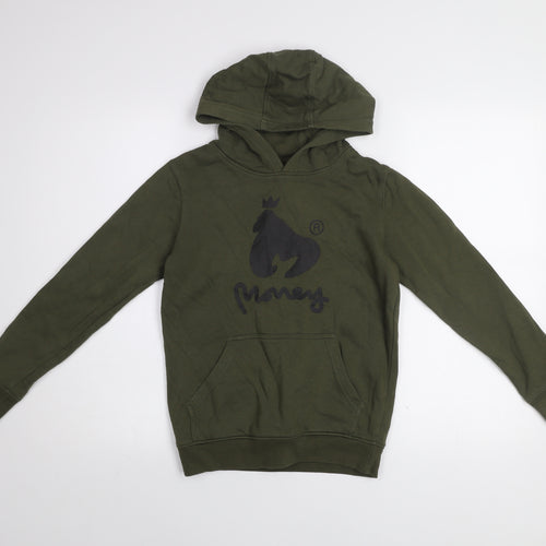 Money Boys Green Hoodie 9-10 Years Pullover Cotton Blend Logo Design