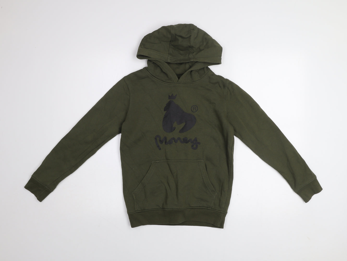 Money Boys Green Hoodie 9-10 Years Pullover Cotton Blend Logo Design