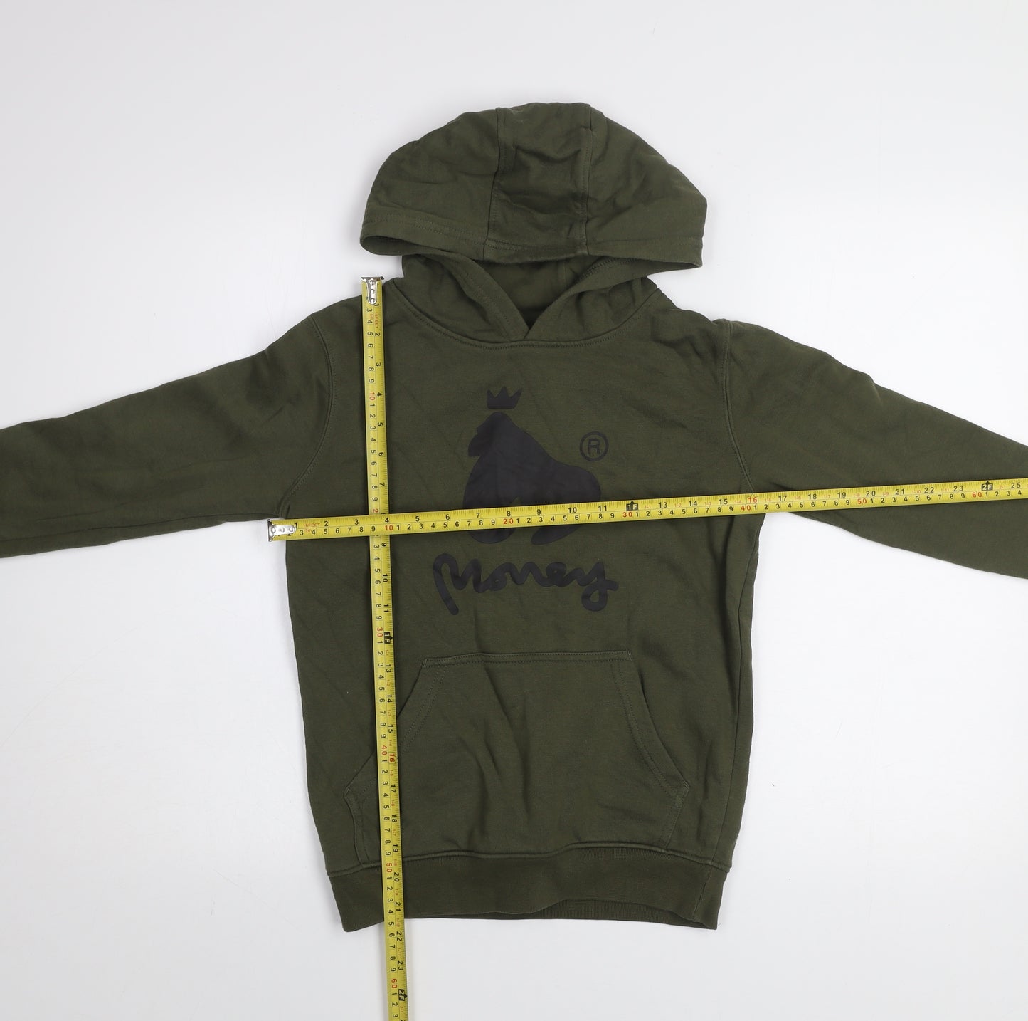 Money Boys Green Hoodie 9-10 Years Pullover Cotton Blend Logo Design