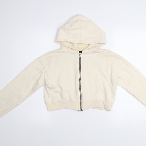 PrettyLittleThing Women's Beige Full Zip Hoodie Size S Cotton Blend