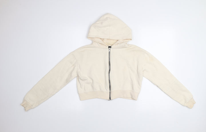 PrettyLittleThing Women's Beige Full Zip Hoodie Size S Cotton Blend
