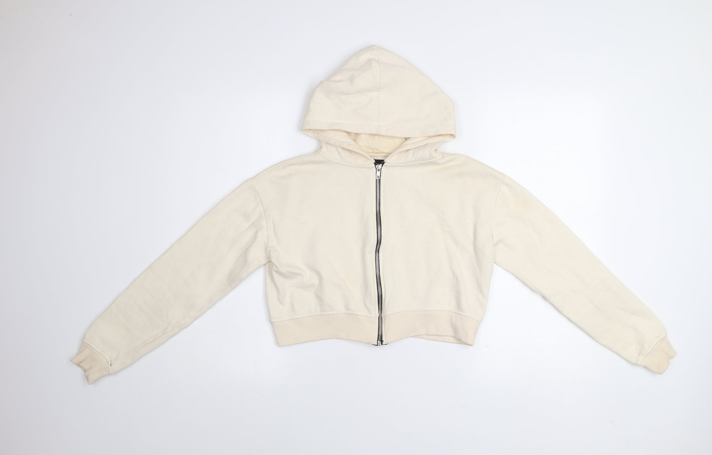 PrettyLittleThing Women's Beige Full Zip Hoodie Size S Cotton Blend
