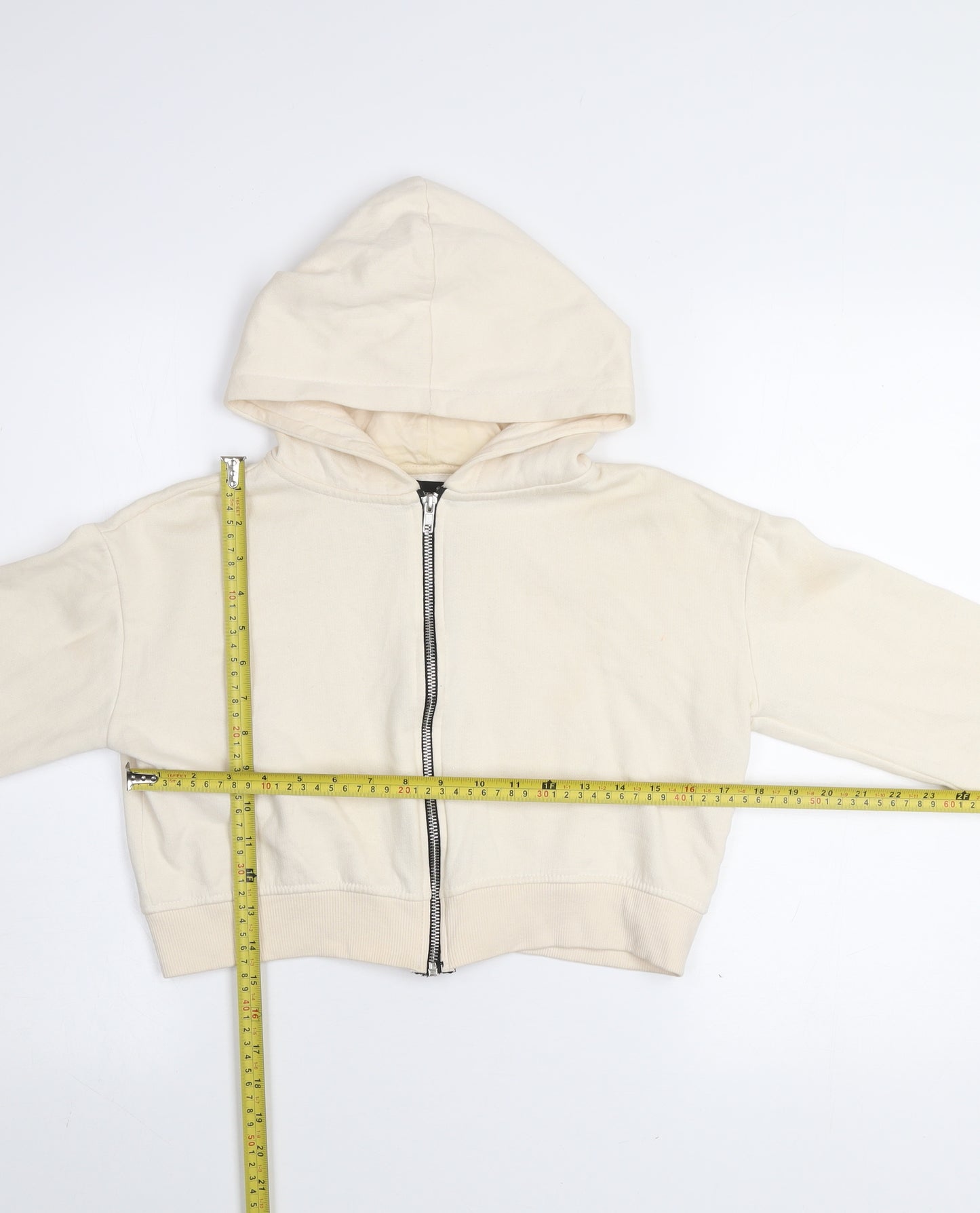 PrettyLittleThing Women's Beige Full Zip Hoodie Size S Cotton Blend