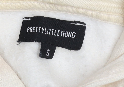 PrettyLittleThing Women's Beige Full Zip Hoodie Size S Cotton Blend