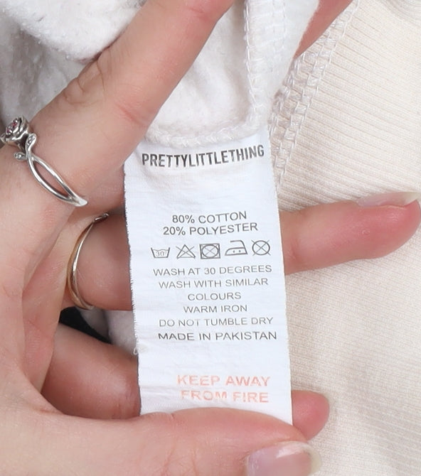 PrettyLittleThing Women's Beige Full Zip Hoodie Size S Cotton Blend