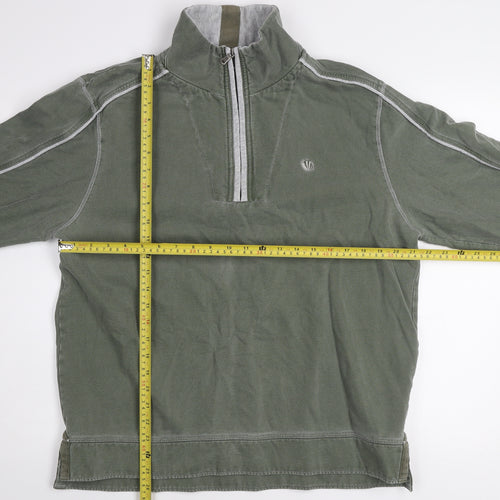 We Originals Mens Green L Half Zip High Neck Sweatshirt