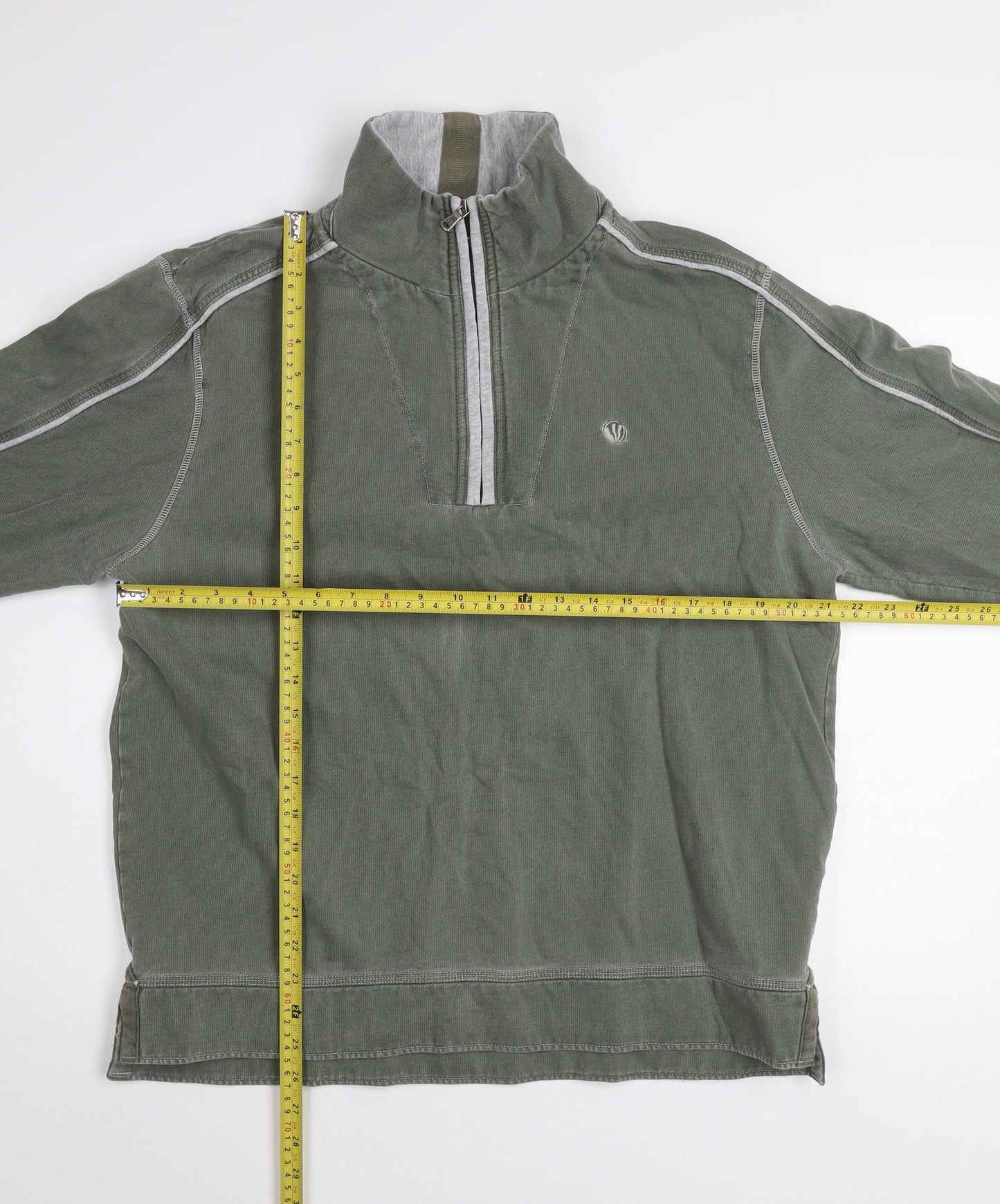 We Originals Mens Green L Half Zip High Neck Sweatshirt