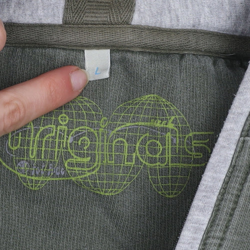 We Originals Mens Green L Half Zip High Neck Sweatshirt