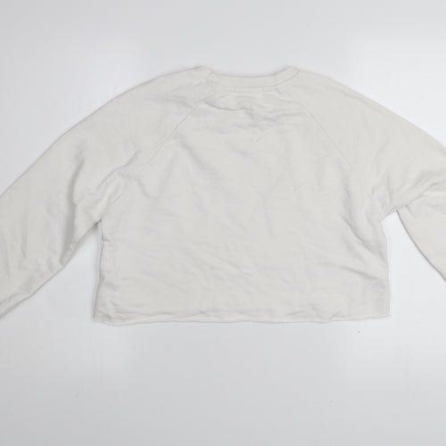 Stradivarius Womens White Michigan Cowboys Cropped Pullover Sweatshirt XS