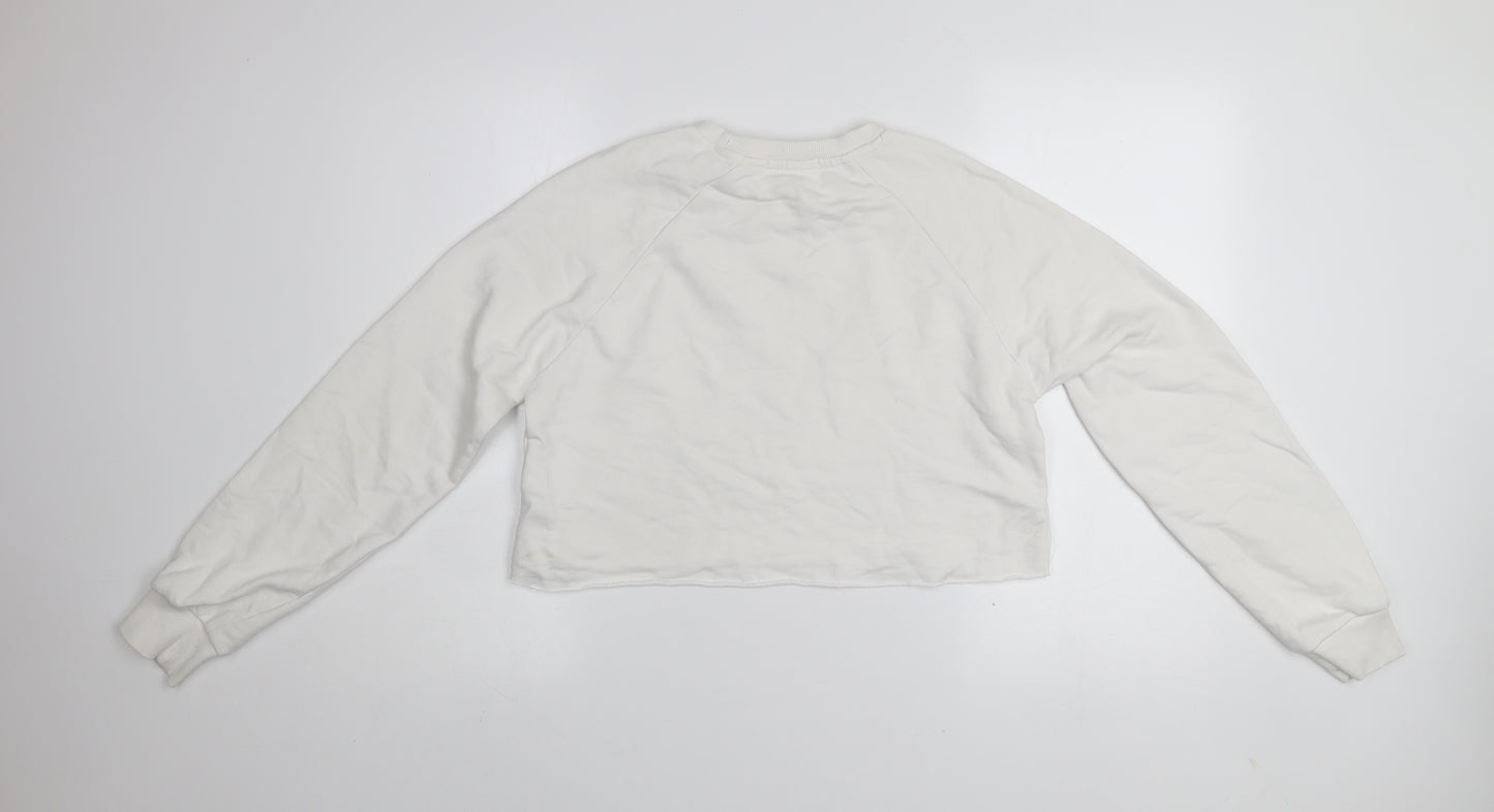 Stradivarius Womens White Michigan Cowboys Cropped Pullover Sweatshirt XS