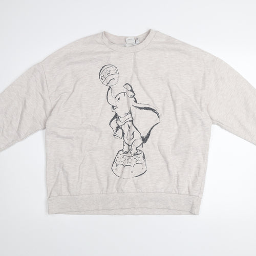 Disney Women Beige Dumbo Graphic Pullover Sweatshirt Size L