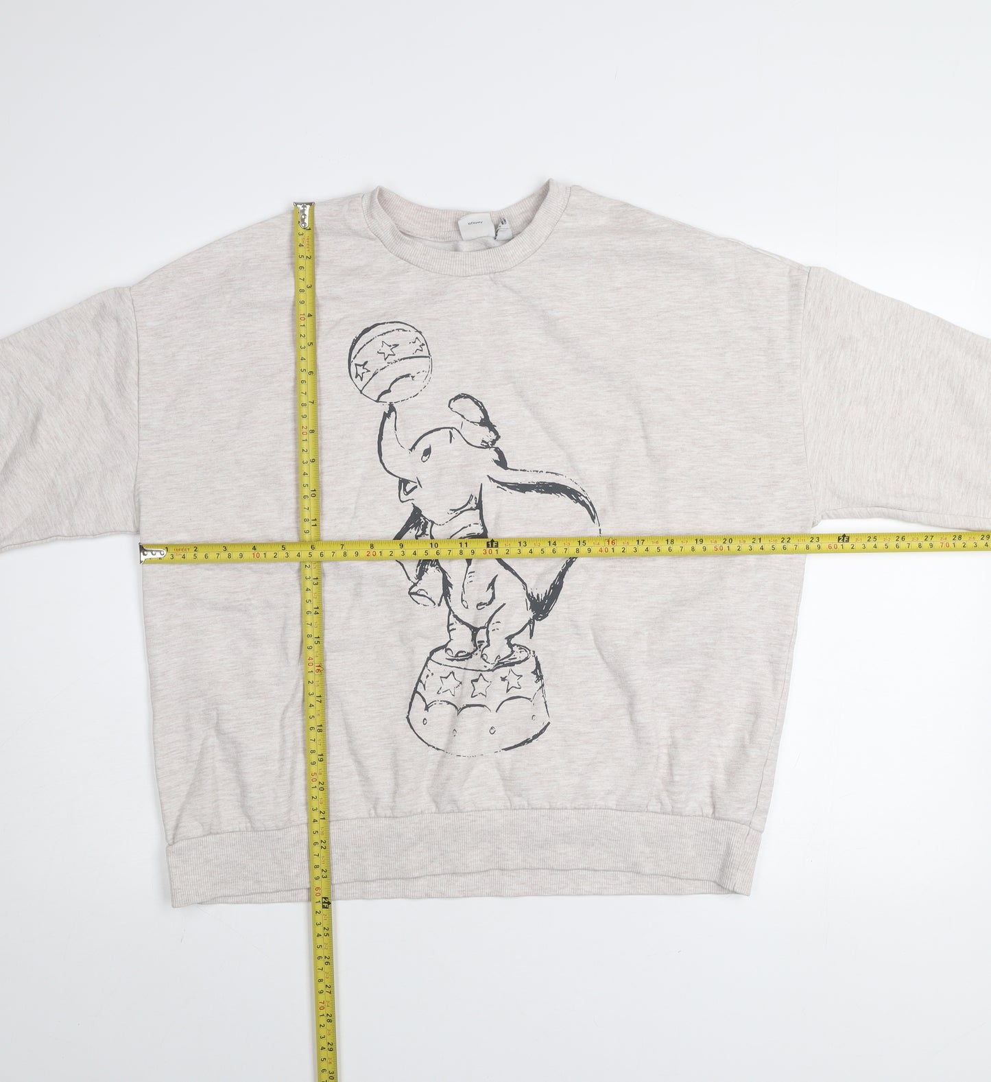 Disney Women Beige Dumbo Graphic Pullover Sweatshirt Size L
