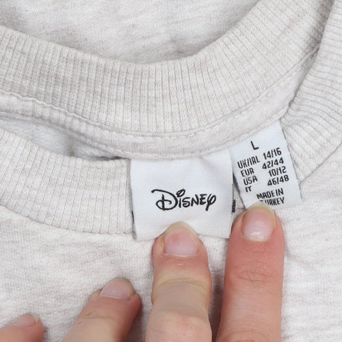 Disney Women Beige Dumbo Graphic Pullover Sweatshirt Size L