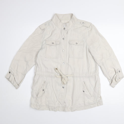 LOFT Women Petites Beige Lyocell Military Jacket S