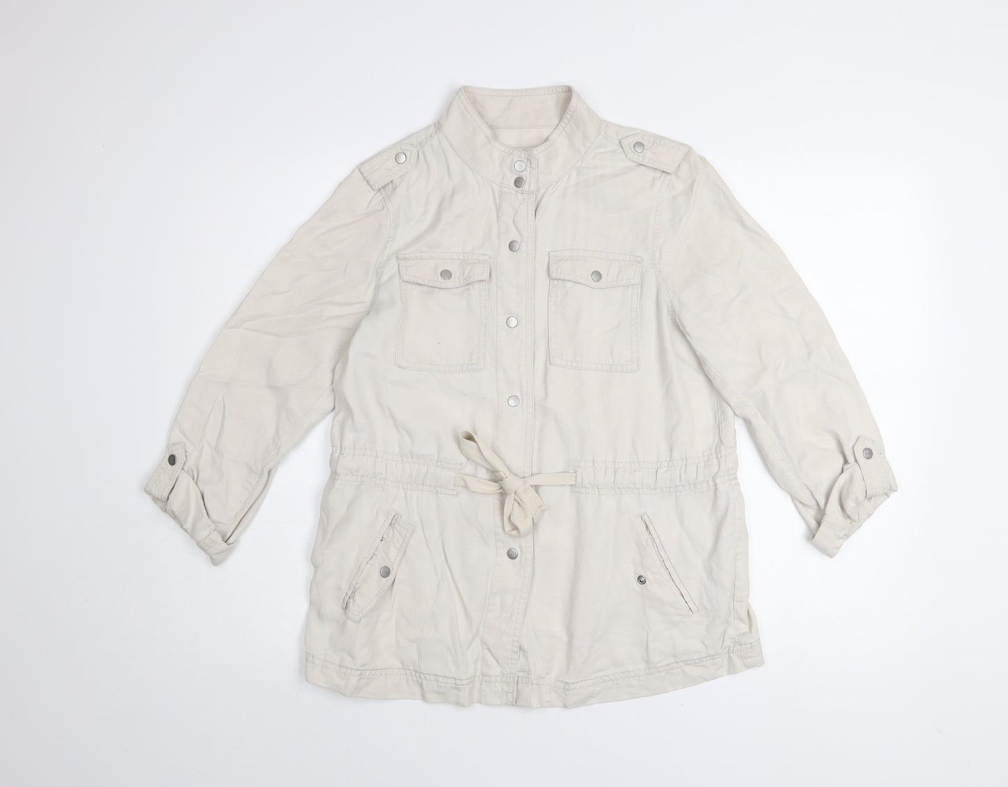LOFT Women Petites Beige Lyocell Military Jacket S