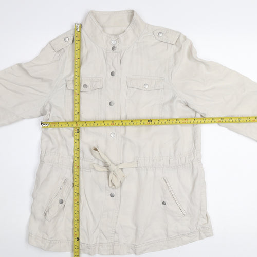 LOFT Women Petites Beige Lyocell Military Jacket S