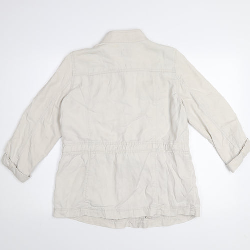 LOFT Women Petites Beige Lyocell Military Jacket S