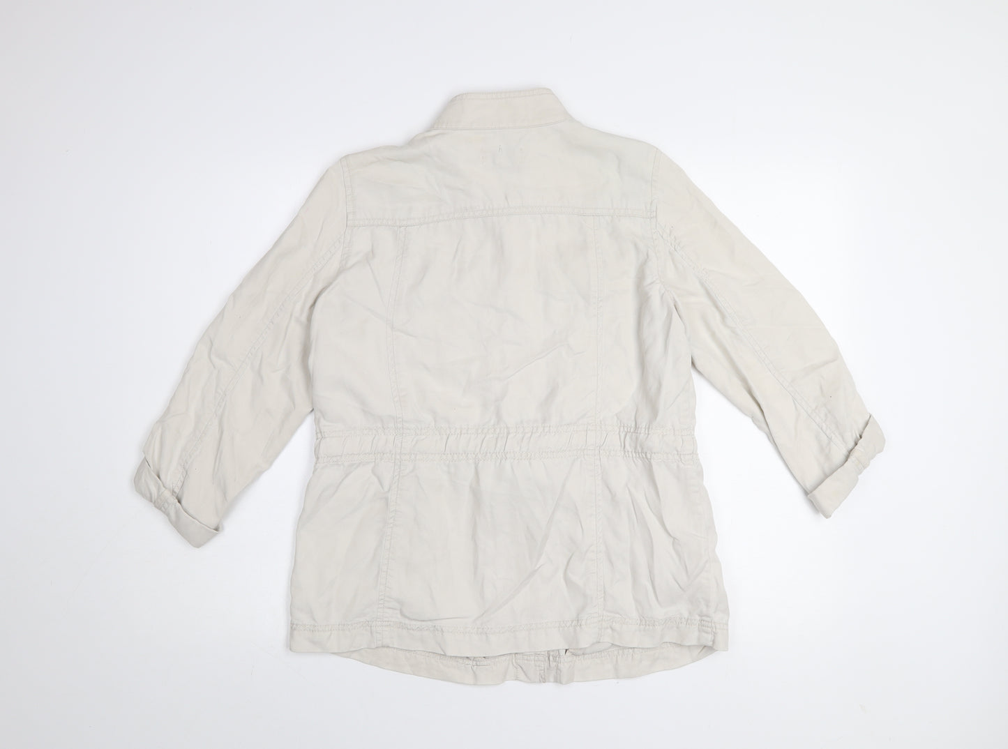 LOFT Women Petites Beige Lyocell Military Jacket S