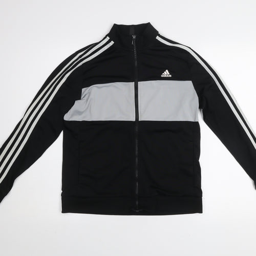 Adidas Boys Black & Grey Track Jacket 13-14 Years Full Zip Activewear