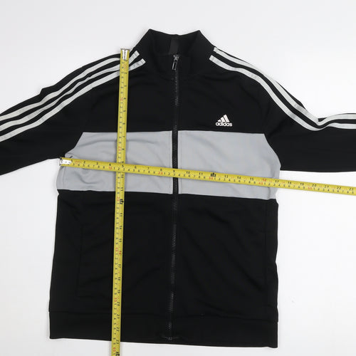 Adidas Boys Black & Grey Track Jacket 13-14 Years Full Zip Activewear