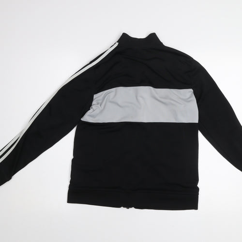 Adidas Boys Black & Grey Track Jacket 13-14 Years Full Zip Activewear