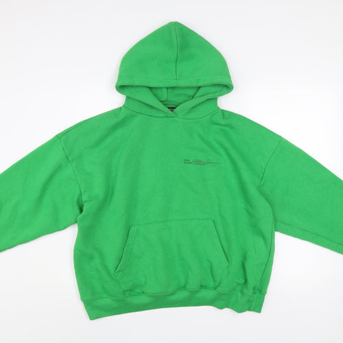 Boohoo Women Green Pullover Hoodie Medium Cotton Blend Casual